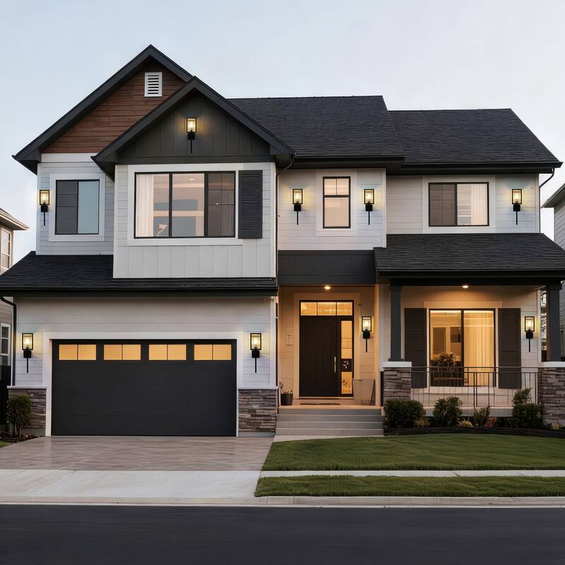 Outdoor Wall Sconce with Clear Ribbed Glass,Waterproof Exterior Wall Lantern for House Exterior/Front Door/Garage/Patio(2-PACK)