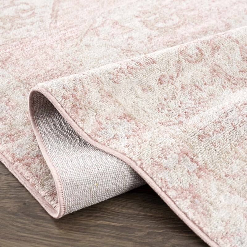 Hauteloom Snead Hallway, Kitchen Runner Rug - Pale Pink, Plum, Peach - 2'7" x 10'