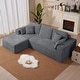 preview thumbnail 2 of 48, 102.76" Corduroy Cloudy L Shaped Sofa with Headrests