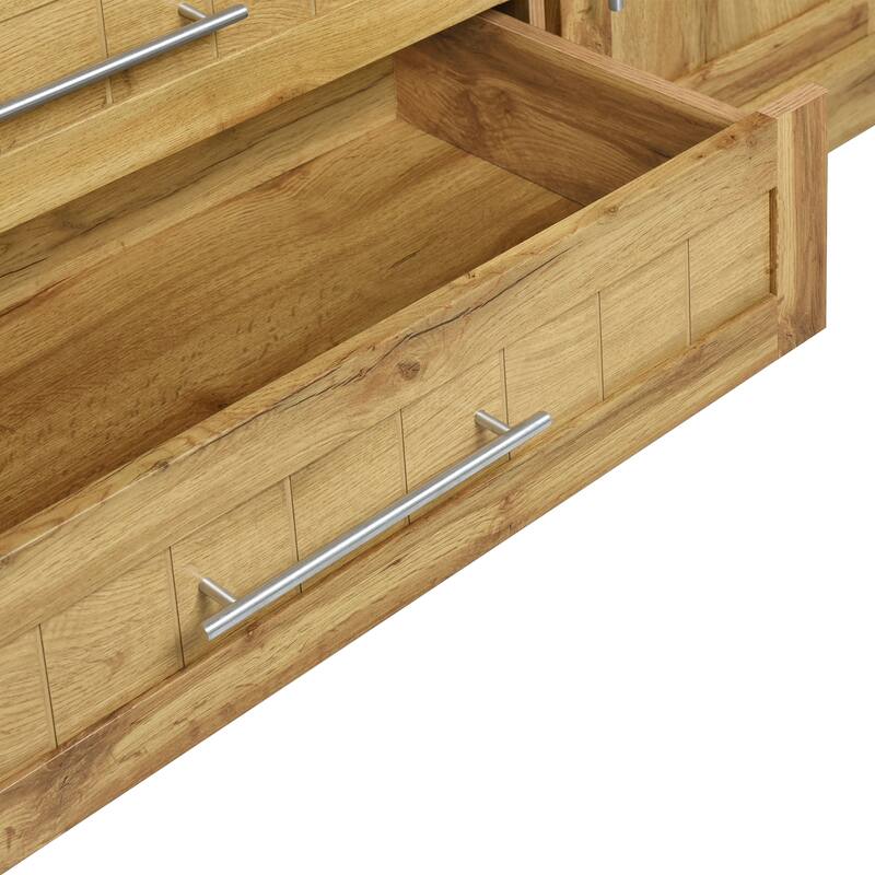 Four Door Wardrobe Armoire Closet with Three Drawers for Stylish and Convenient Storage Solutions
