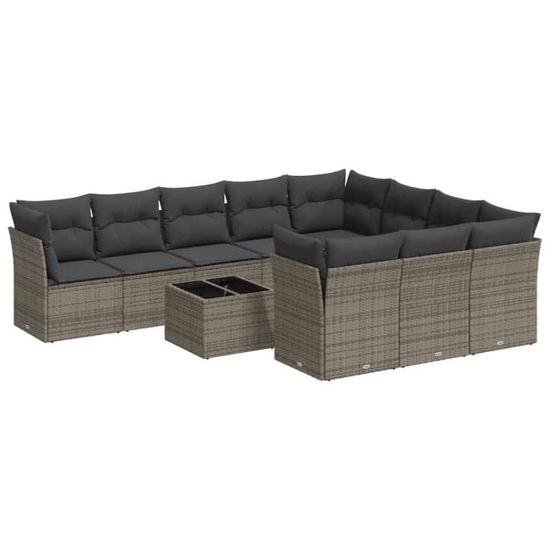 vidaXL Garden Sofa Set Grey PE rattan, powder-coated steel Medium - 21.7 x 21.7 x 14.6