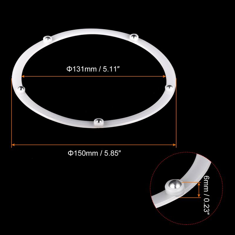 Rotating Swivel Stand with Steel Ball Lazy Susan Base Turntable 6Pcs - White - 150 x 131mm