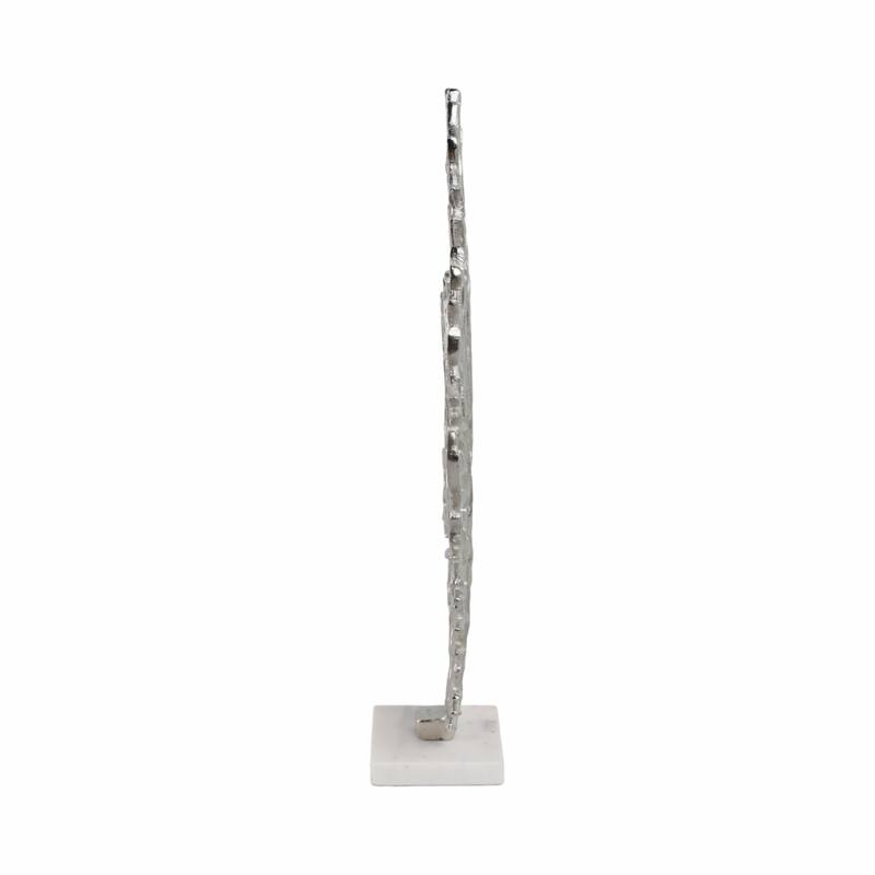 Metal Sculpture Coral-Inspired Design with Marble Base Modern Accent