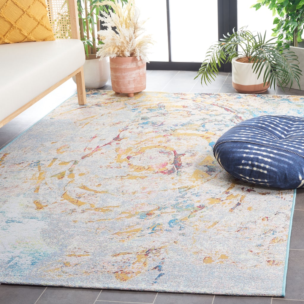 SAFAVIEH Barbados Ninel Modern Abstract Waterproof Patio Backyard Rug - 9'10" x 12'5"