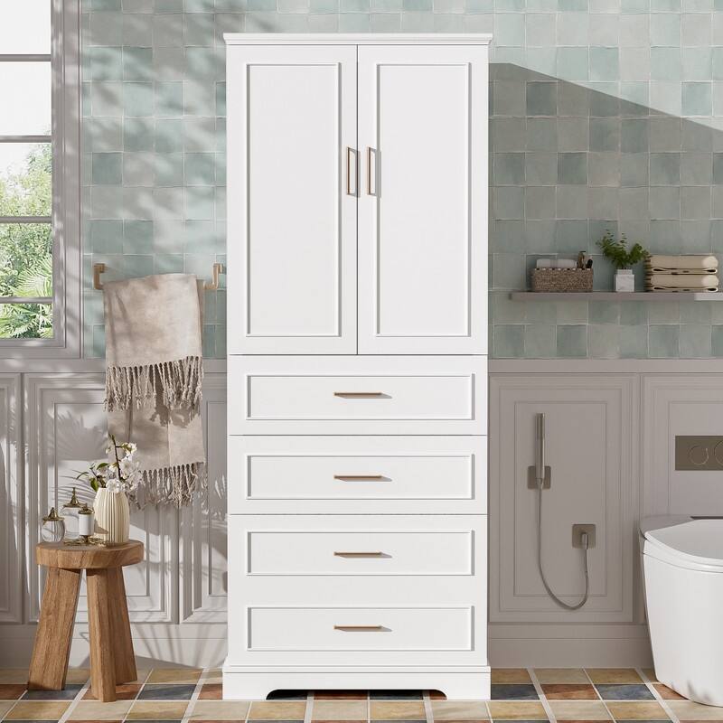 Freestanding Bathroom Cabinet with 3 Drawers, Adjustable Shelf, Soft-Close Doors