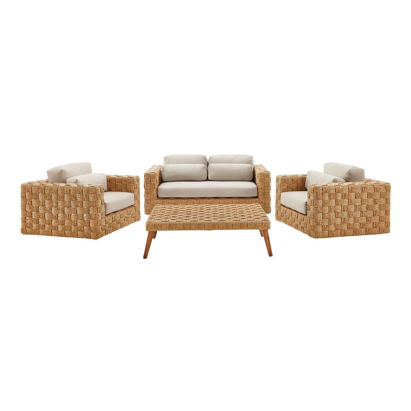 Thames 4-Piece Outdoor Patio Wicker Outdoor Patio Rattan Furniture Set