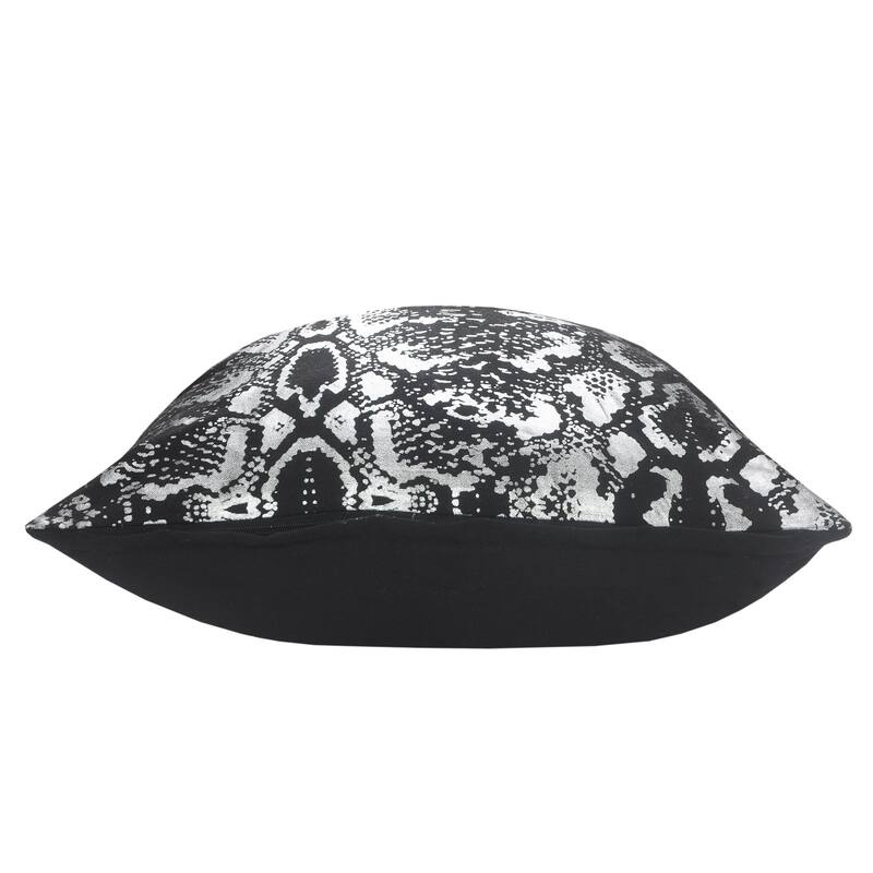 HomeRoots 20" X 20" Black And Silver 100% Cotton Animal Print Zippered Pillow