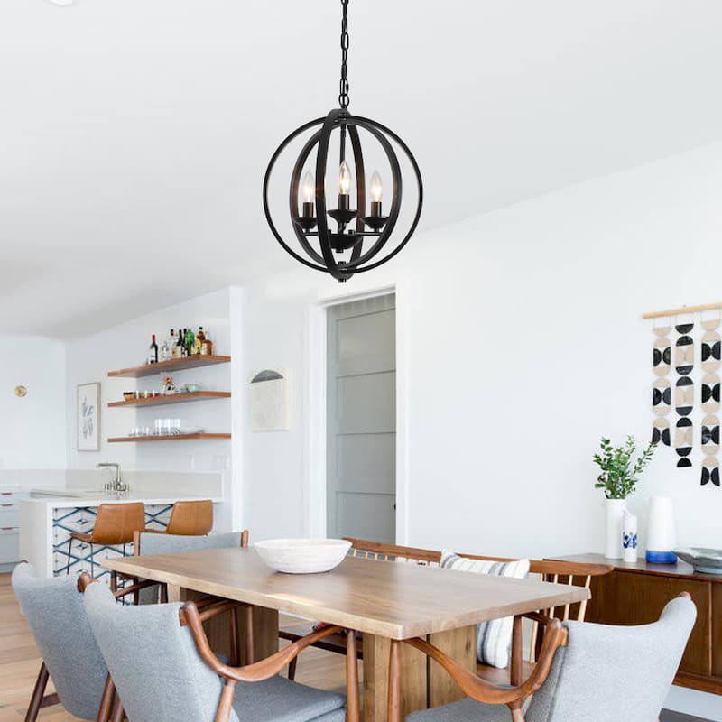 3-Light Farmhouse Globe Chandelier for Dining Room Kitchen Island
