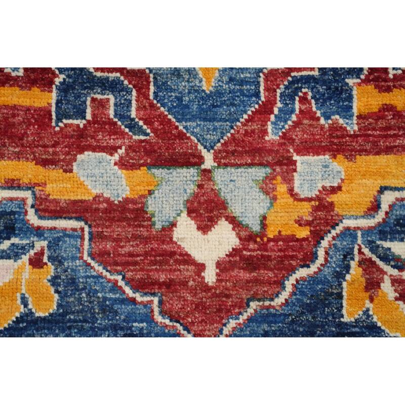 Hand Knotted Oriental 100% Wool Carpet Transitional Floral Navy Blue & Blues Oushak Area Rug - 6' 6'' X 4' 11''