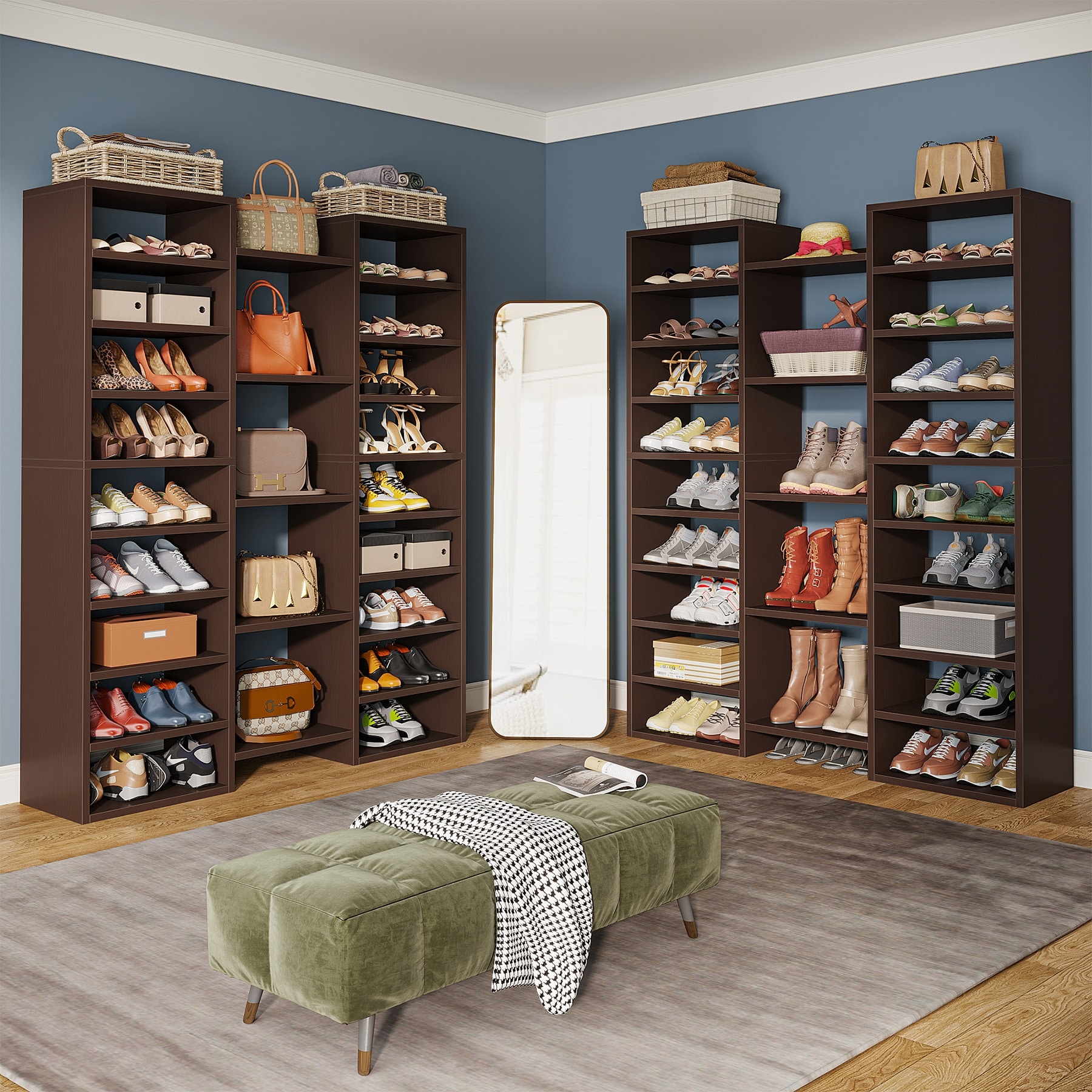 46 Pairs Shoe Rack, 14-tier Freestanding Tall Shoe Shelf On Sale