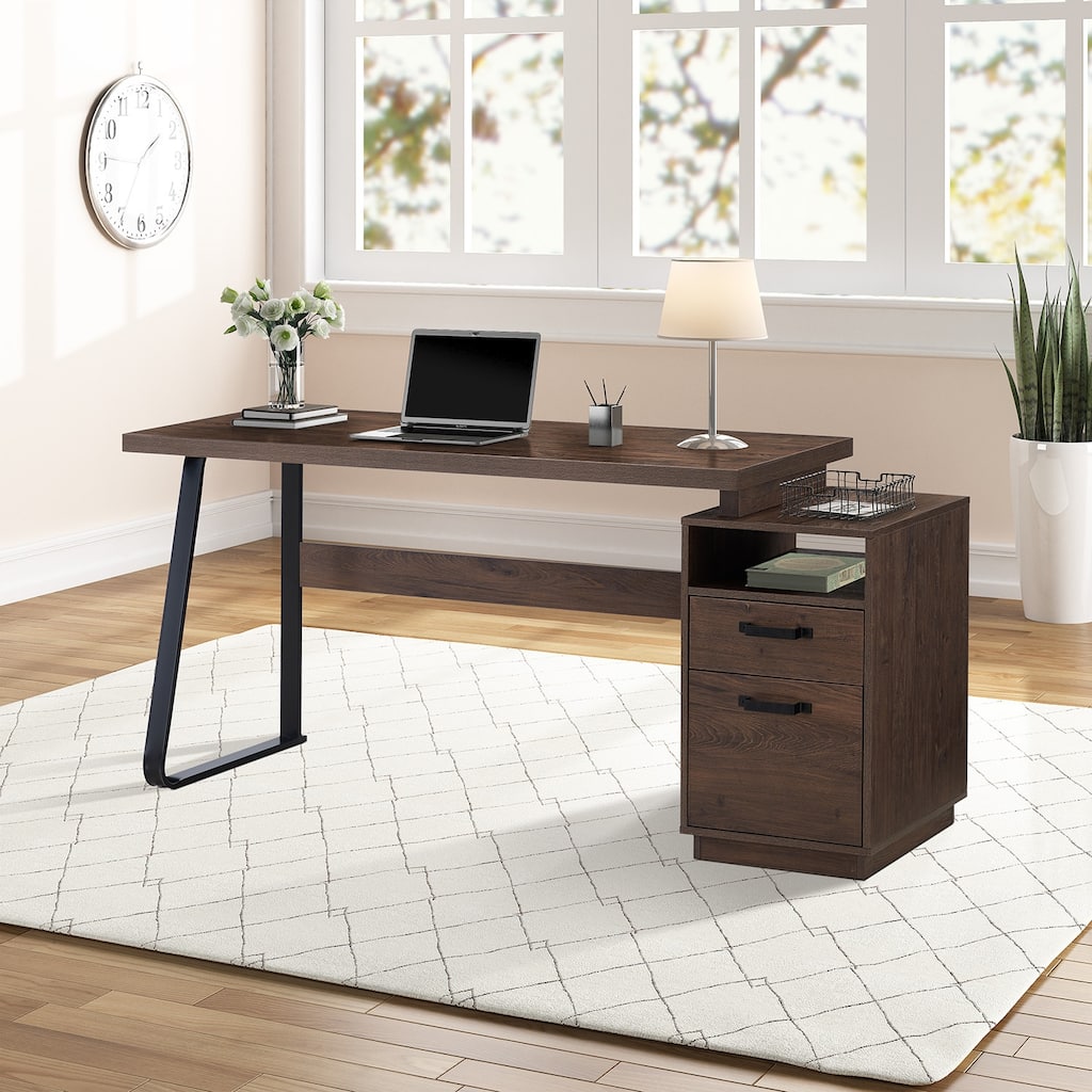 65-Inch Home Office Desk with Drawers and File Storage – Computer Writing Table for Study or Work