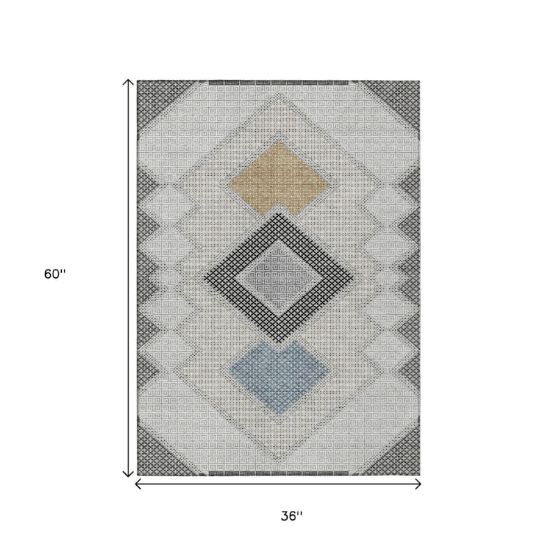 HomeRoots Geometric Transitional Rectangle Outdoor Rug