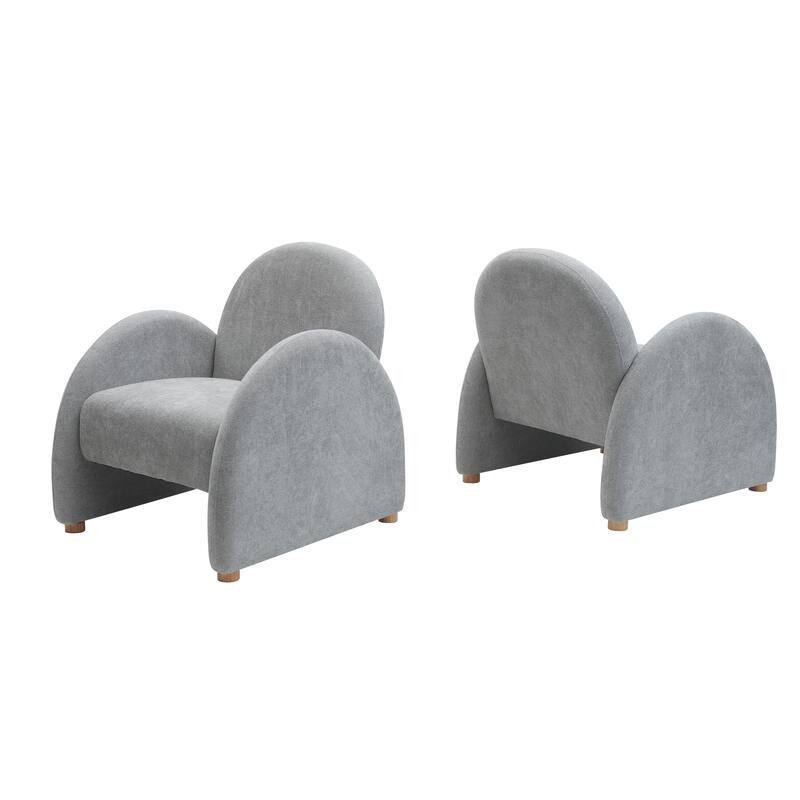 Modern Boucle Accent Armchair - Comfortable Upholstered Lounge Chair with Curved Armrests, Stylish Minimalist Chair