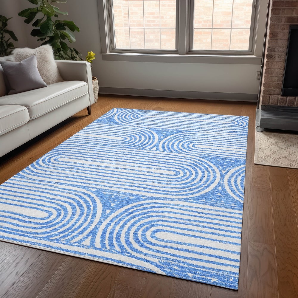 Machine Washable Indoor/ Outdoor Modern Vibes Chantille Rug
