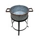 preview thumbnail 6 of 8, 3 Piece Round Tub Metal Planter Set with Stand in Galvanized - 51.5 H x 38 W x 54.5 L Inches