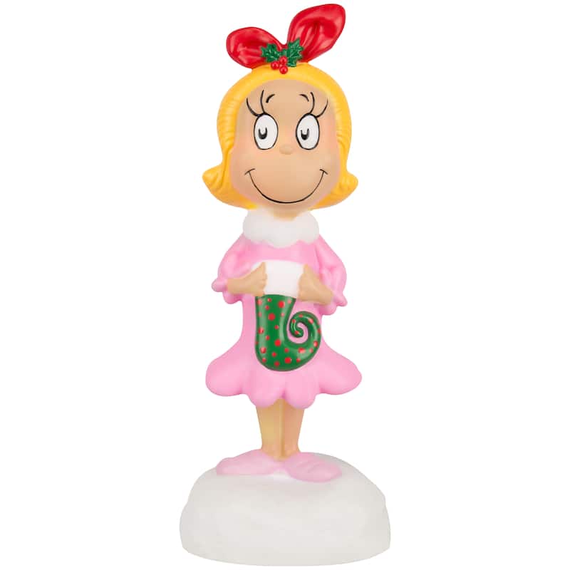 Lighted Blow Mold Decor-Cindy Lou Who w/Stocking-14"-Dr. Seuss
