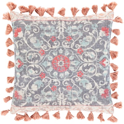 Millie Printed Floral Medallion Cotton Throw Pillow