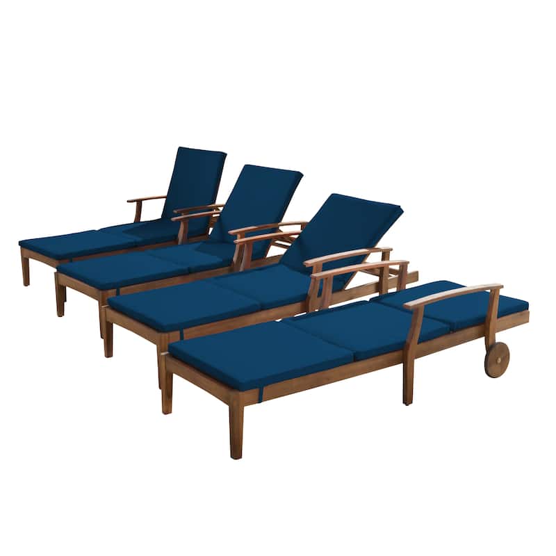 Perla Outdoor Wood Chaise Lounges (Set of 4) by Christopher Knight Home