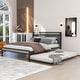 preview thumbnail 1 of 12, Platform Bed Frame with Trundle, USB Portst - Queen - Black Black - Queen