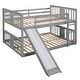 preview thumbnail 6 of 10, Full over Full Bunk Bed with Ladder and Slide, Multifunctional Headboard & Footboard Bottom Bunk Bed