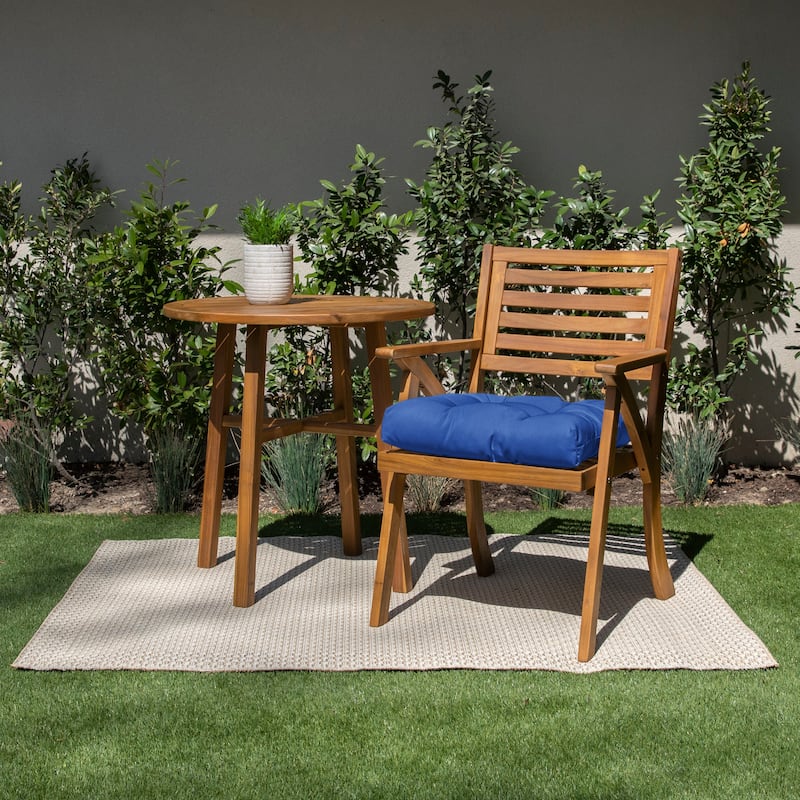Sorra Home Sunbrella Tufted Chair Cushion Round U-Shaped Back 19 x 19 x 3" - 19 in x 19 in x 3 in - Canvas True Blue