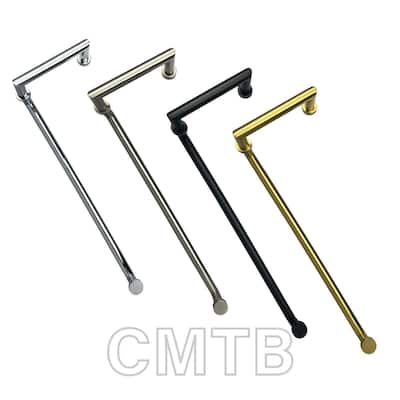 CEL Round Tubing Mitered Corner 8" Pull Handle with 18" Towel Bar Comb Set for Shower Door
