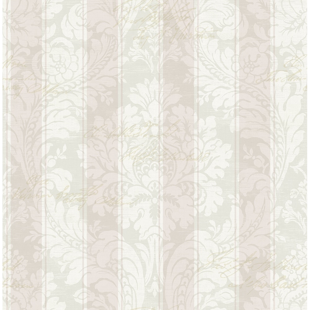 Seabrook Designs Koharu Damask Stripe Unpasted Wallpaper