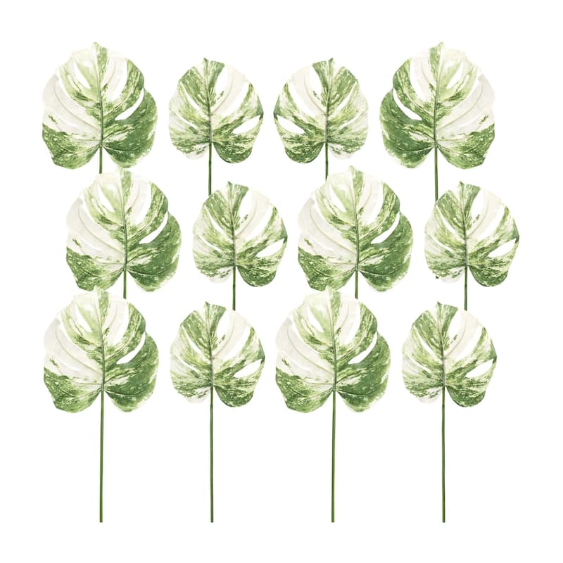 Artificial Variegated Philo Leaf Stem Spray - 29" - Set of 12
