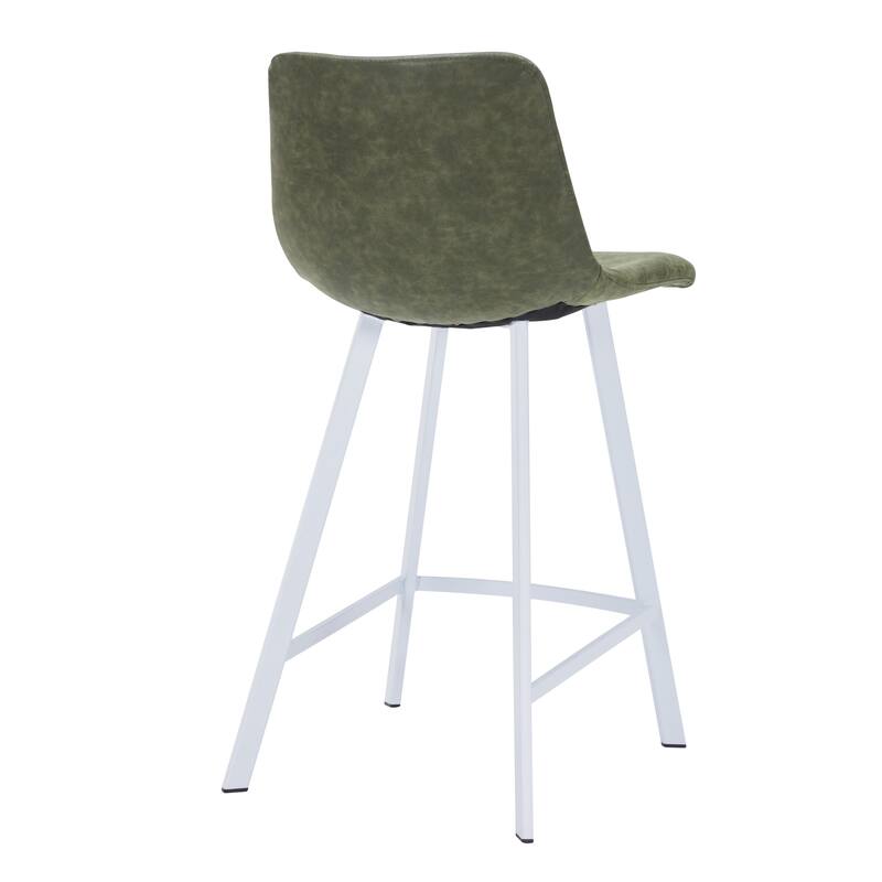 35-Inch Leather Counter Stool Padded Seat Stainless Steel Base and Footrest