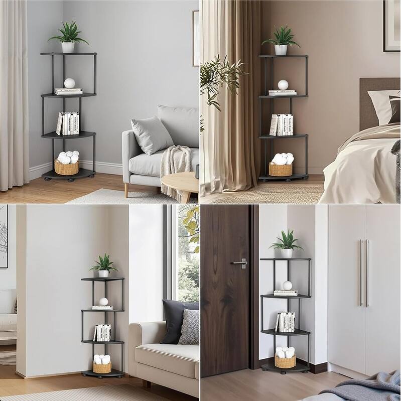 4 Tier Metal Corner Shelf Stand Corner Shelves