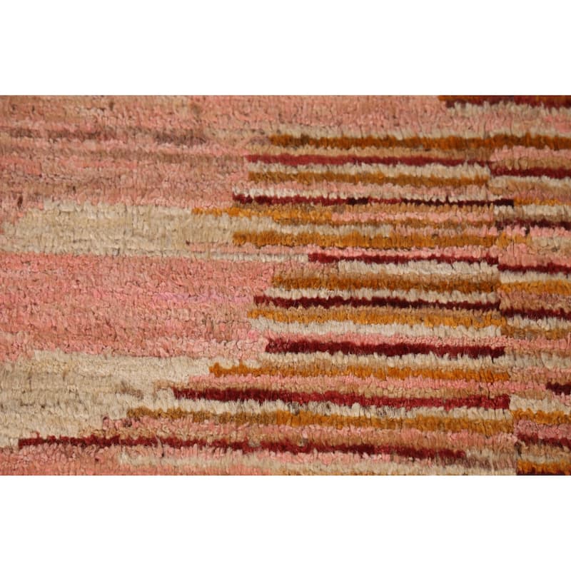 Geometric Orange Moroccan Oriental Rug Handmade Wool Carpet - 8'7" x 9'9"