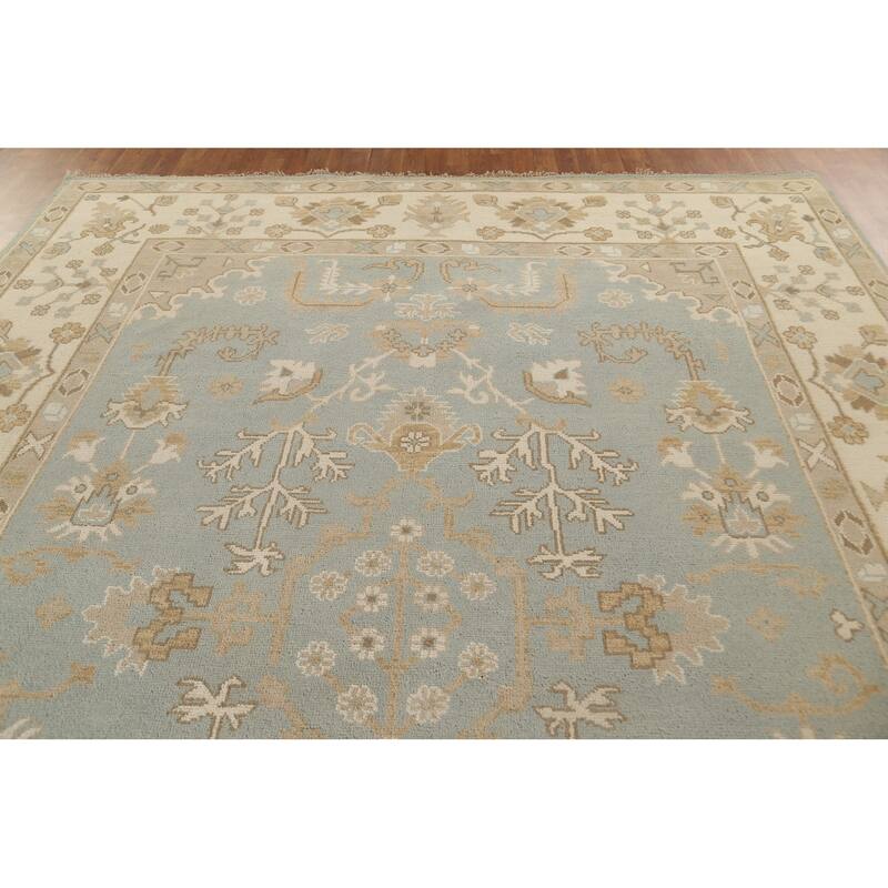Earth Tone Oushak Indian Area Rug Handmade Wool Carpet - 9'3"x 11'10"
