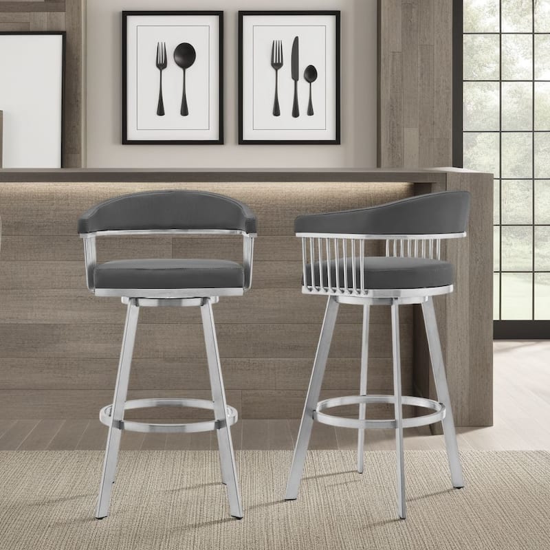 Chelsea Modern Swivel Bar Stool, Upholstered Counter Height Chair with Metal Frame