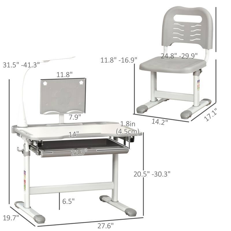 Ergonomic Kids' Desk and Chair Set with Adjustable Height Support and Tilting Desktop for Study Room or Bedroom