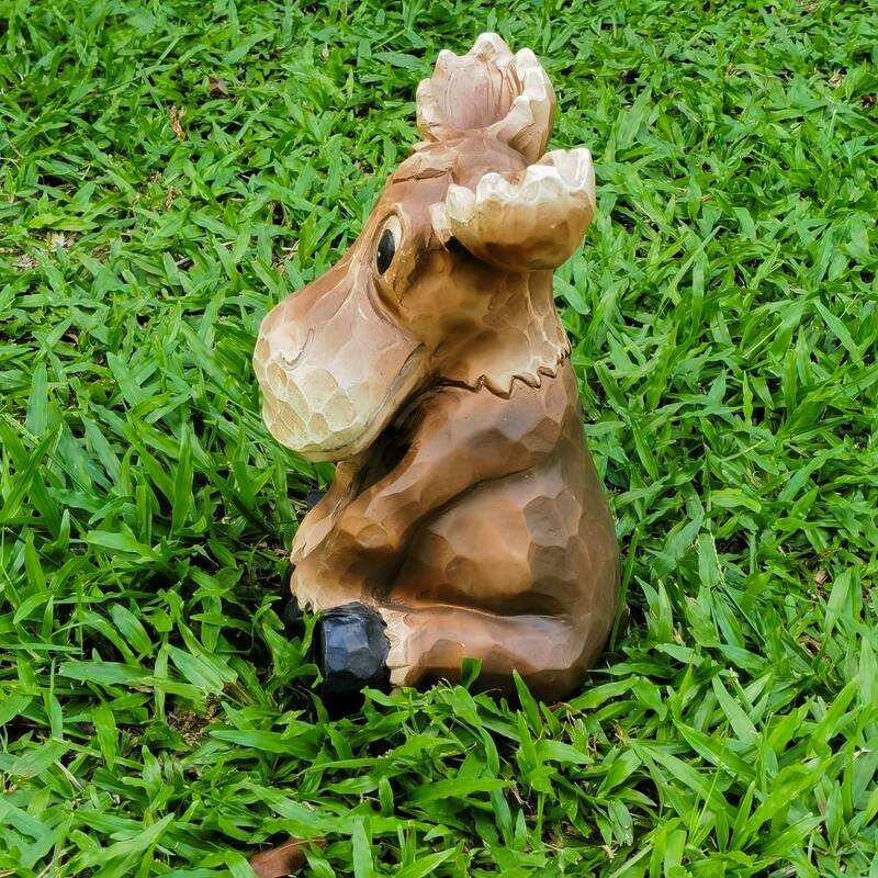 Sitting Moose Outdoor Patio Decoration - 12"