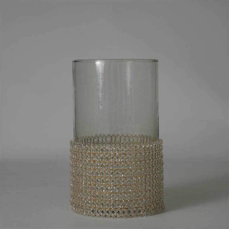 Candle Holder Wrapped in Transparent Fabric 10"x6"- A - TRANSPARENT WHITE