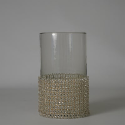 Textured Glass Votive Candle Holder - 10" - Clear and Gold
