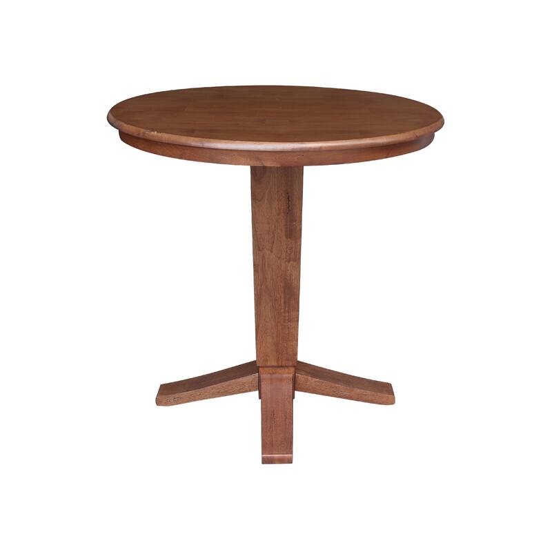 36 in. Round Top Pedestal Counter Height Dining Table with 12 in Leaf