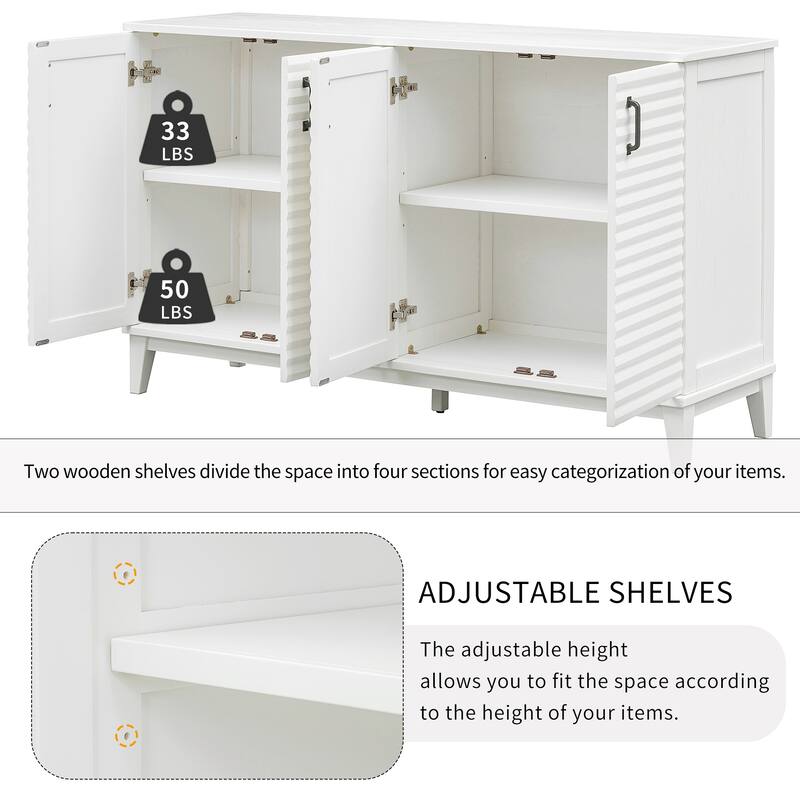 Large Buffet Storage Cabinet Sideboard with Adjustable Shelves and Metal Handles, Cupboard Console Table Coffee Bar Cabinet