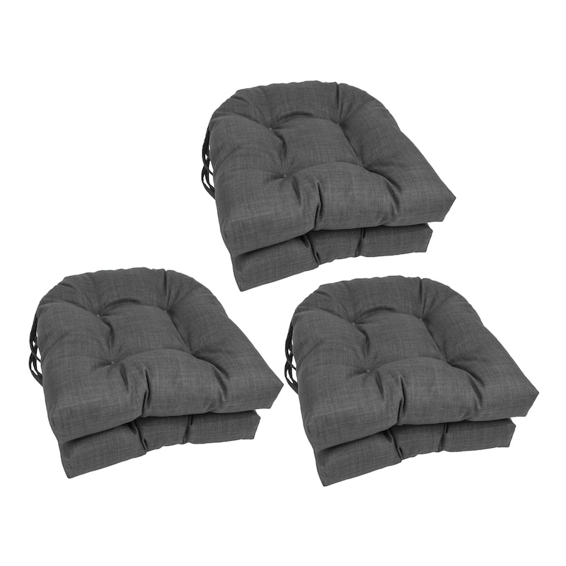 16-inch Rounded Back Tufted Indoor/Outdoor Chair Cushions (Set of 6) - Cool Gray