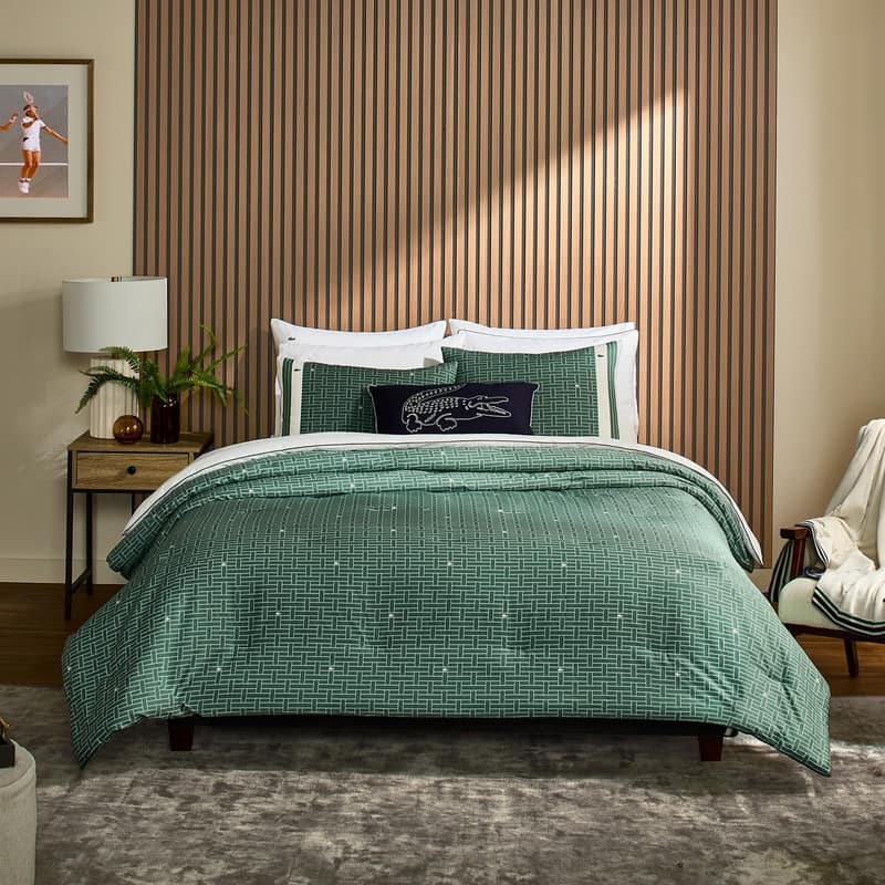 Lacoste Heritage Geo Percale Cotton 3-Piece Comforter Set