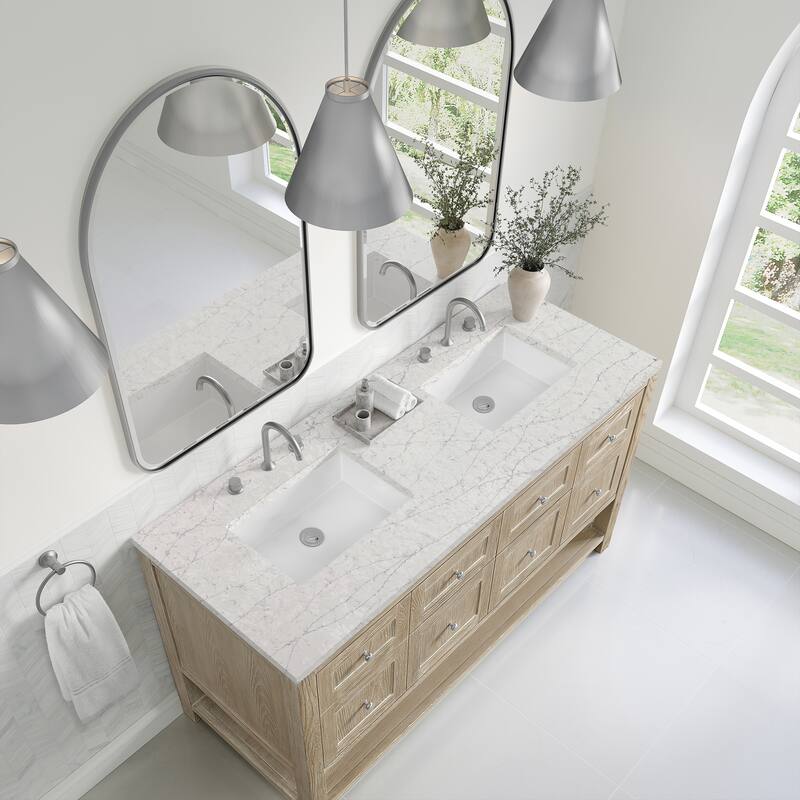 Breckenridge 60" Double Vanity, Whitewashed Oak - 60D - Eternal Jasmine