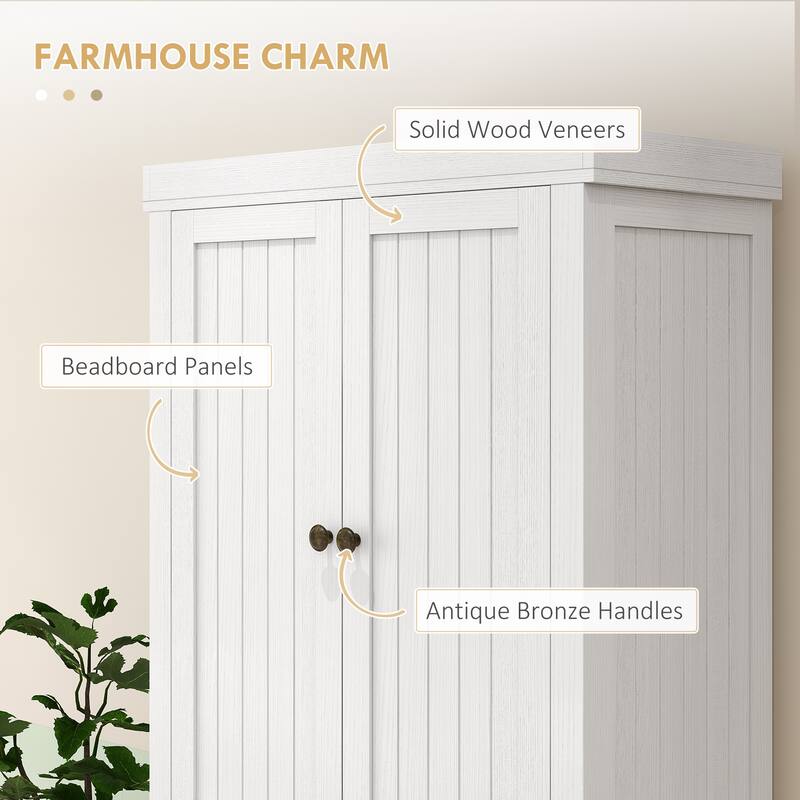 Farmhouse Kitchen Pantry Cabinet MDF with Adjustable Shelves and Soft Close Doors 72 Inch Storage Cabinet
