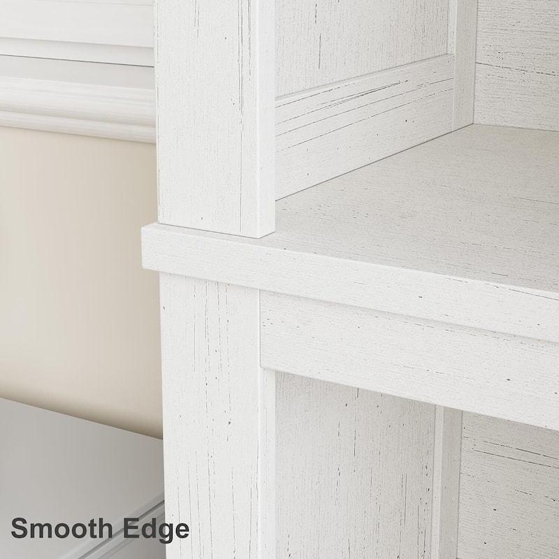 71" 5 Tier Farmhouse Bookshelf with Adjustable Shelves for Living Room - N/A