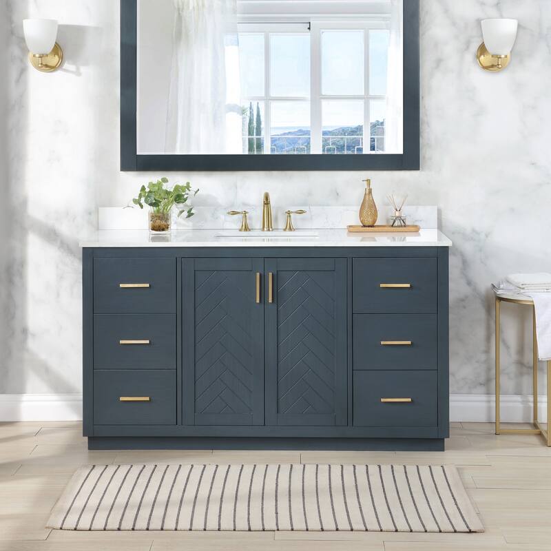 Altair Gazsi Bathroom Vanity with Composite Stone Countertop without Mirror
