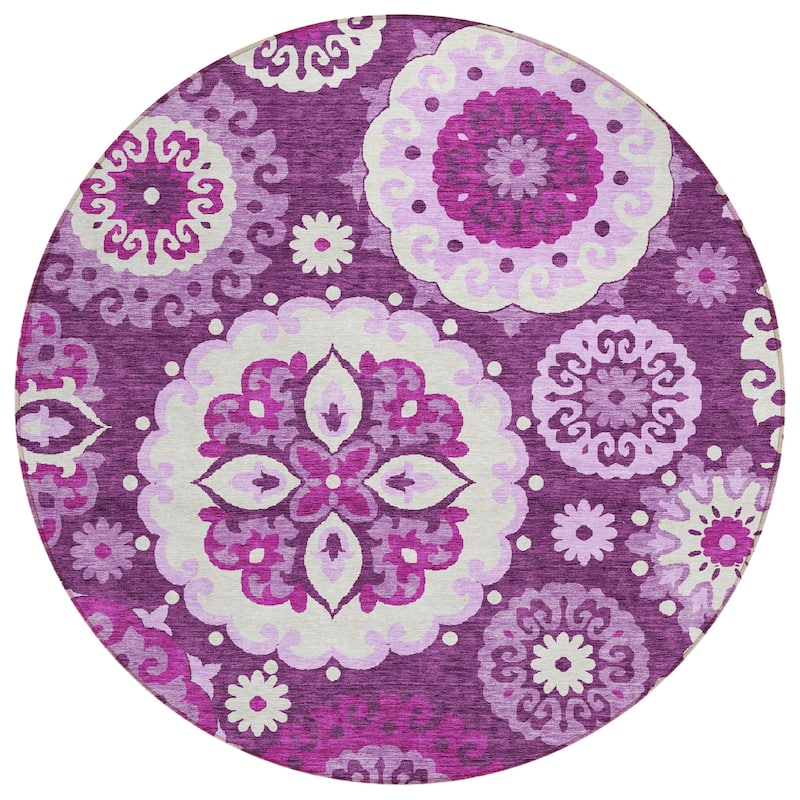 Machine Washable Indoor/ Outdoor Chantille Casual Medallion Rug