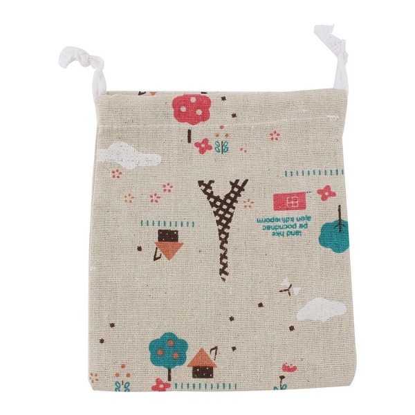 Household Cotton Linen Eiffel Tower Pattern Packing Bags Drawstring Pouch