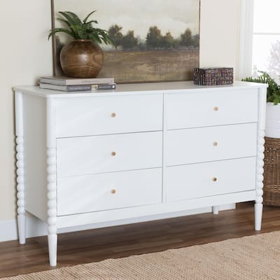 Baxton Studio Lucera Mid-Century Bobbin Wood 6-Drawer Dresser