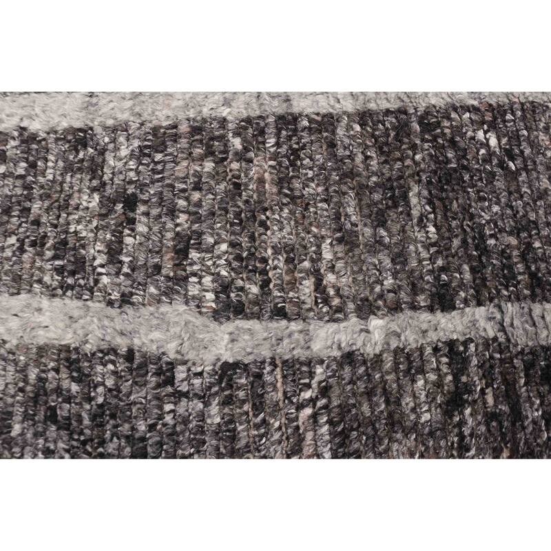 ECARPETGALLERY Hand-knotted Tangier Dark Grey Wool Rug - 8'2 x 10'0