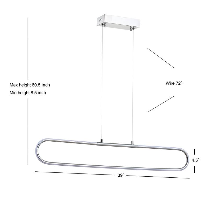 Makena 39" Dimmable Adjustable Integrated LED Metal Linear Pendant, by JONATHAN Y